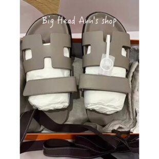 夏季 BHA 2026年春季 真皮一字拖女外穿魔术贴增高凉拖鞋 休闲沙滩鞋