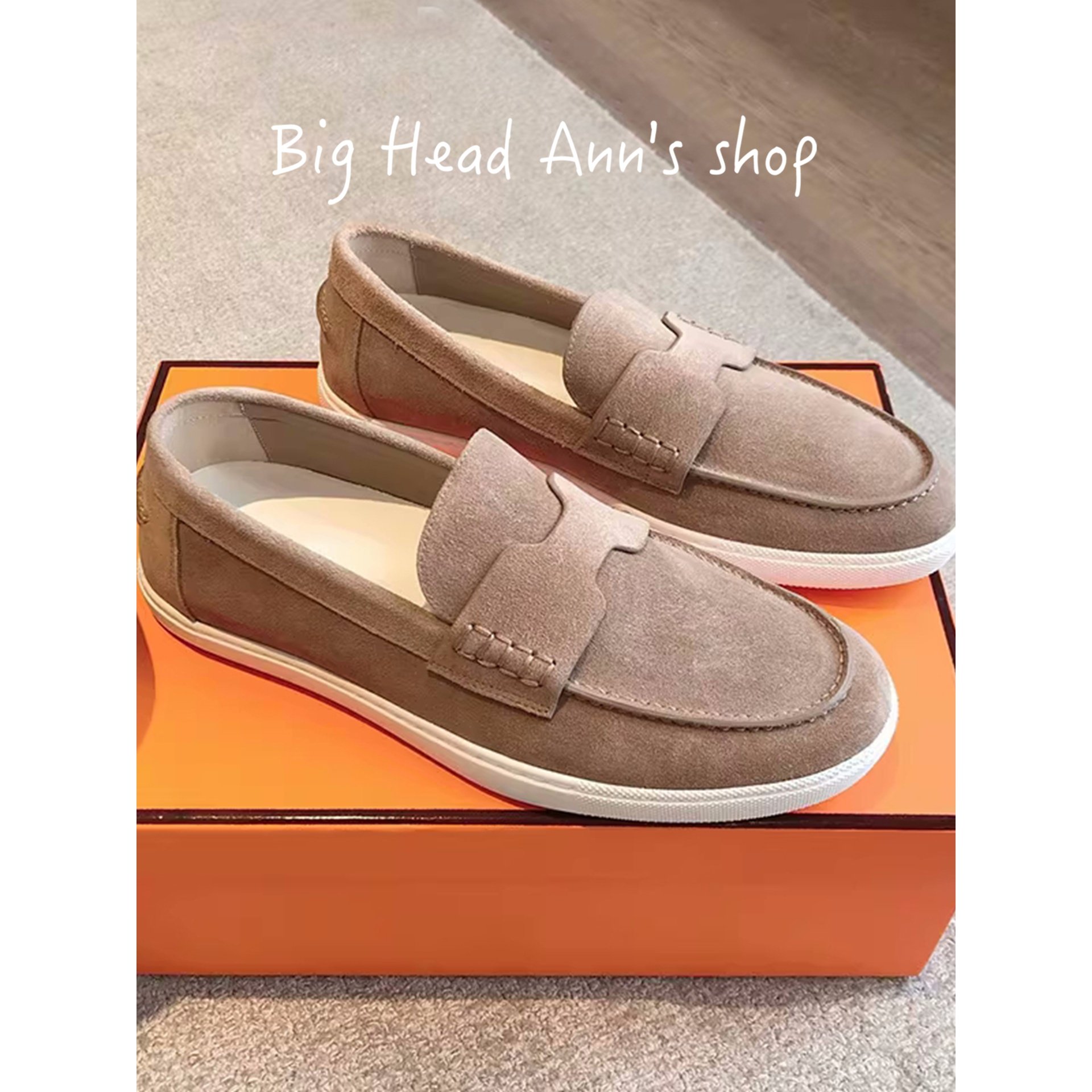 Big Head Ann's shop/真皮反绒乐福鞋男女休闲懒人豆豆鞋平底单鞋,女鞋,乐福鞋（豆豆鞋）,淘宝优惠券,粉丝福利购,淘宝优惠卷