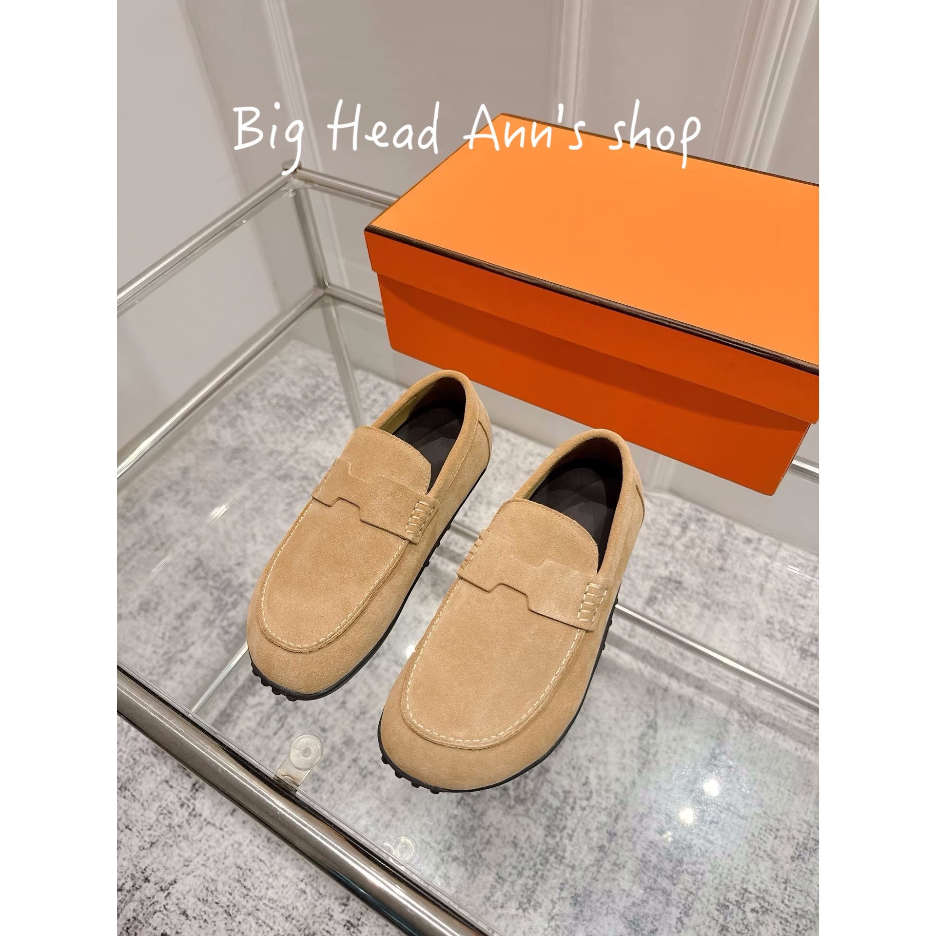 Big Head Ann's shop/英伦风麂皮乐福鞋女圆头平底懒人鞋时尚单鞋,女鞋,乐福鞋（豆豆鞋）,淘宝优惠券,粉丝福利购,淘宝优惠卷