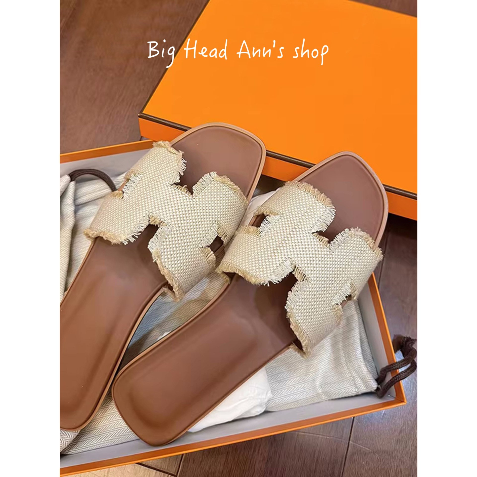 Big Head Ann休闲风真皮流苏一字拖女夏平底舒适外穿凉拖鞋,女鞋,一字拖,淘宝优惠券,粉丝福利购,淘宝优惠卷