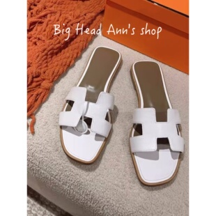 牛皮拖鞋 BHA 时尚 外穿平跟防滑沙滩凉拖鞋 真皮一字拖女夏季