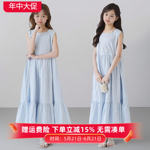 女童清新文艺背心裙夏季度假长裙