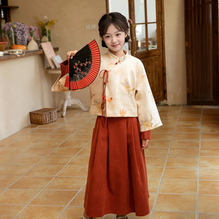 女孩古风拜年服马面裙两件套 儿童中国风唐装 女童汉服套装 2025新款