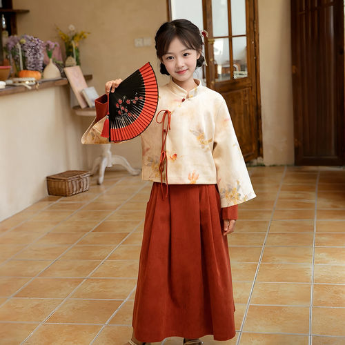 秋冬女童汉服套装新中式古风表演