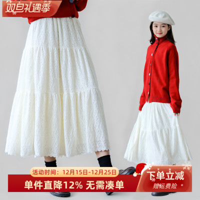 女童蕾丝半身裙加绒法式公主伞裙