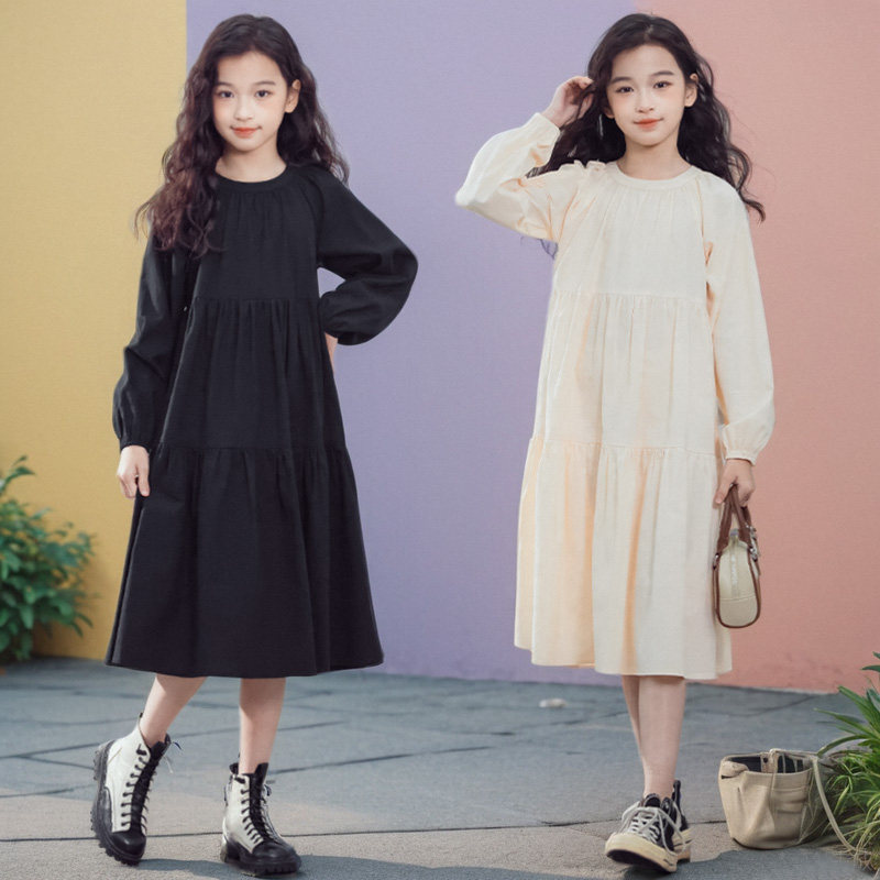 女童长袖连衣裙春秋款女孩洋气宽松蛋糕裙子中大童简约亲子棉布裙,童装/婴儿装/亲子装,连衣裙,淘宝优惠券,粉丝福利购,淘宝优惠卷