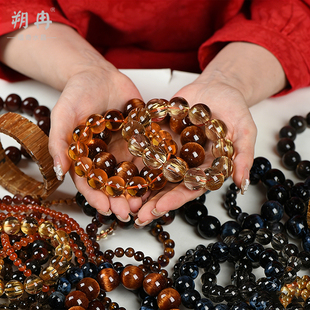 直播天然发晶手链男女黑发超七金草莓金钛晶手串猫眼石巴西黄绿发