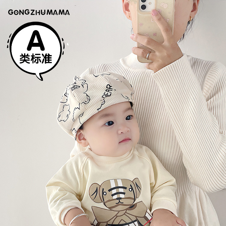 宝宝帽子2025秋季男女儿童圆顶休闲贝雷帽卡通中小童春秋画家帽子