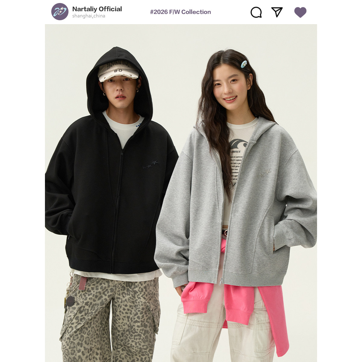 NARTALIY星芒代码400g高克重空气层连帽短款卫衣开衫男女情侣外套,男装,卫衣,淘宝优惠券,粉丝福利购,淘宝优惠卷