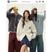 复古费尔岛小猫毛衣外套男女情侣针织衫 NARTALIY星芒代码 羊毛开衫