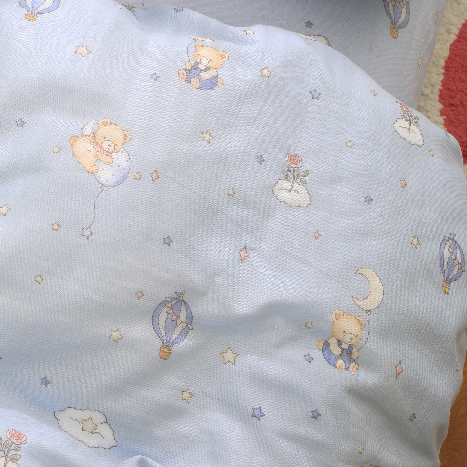 小熊数星星蓝色卡通可爱母婴a类双层纱布儿童床单单件纯棉100全棉