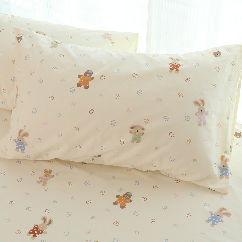可爱小熊小兔子小狗枕套纯棉全棉