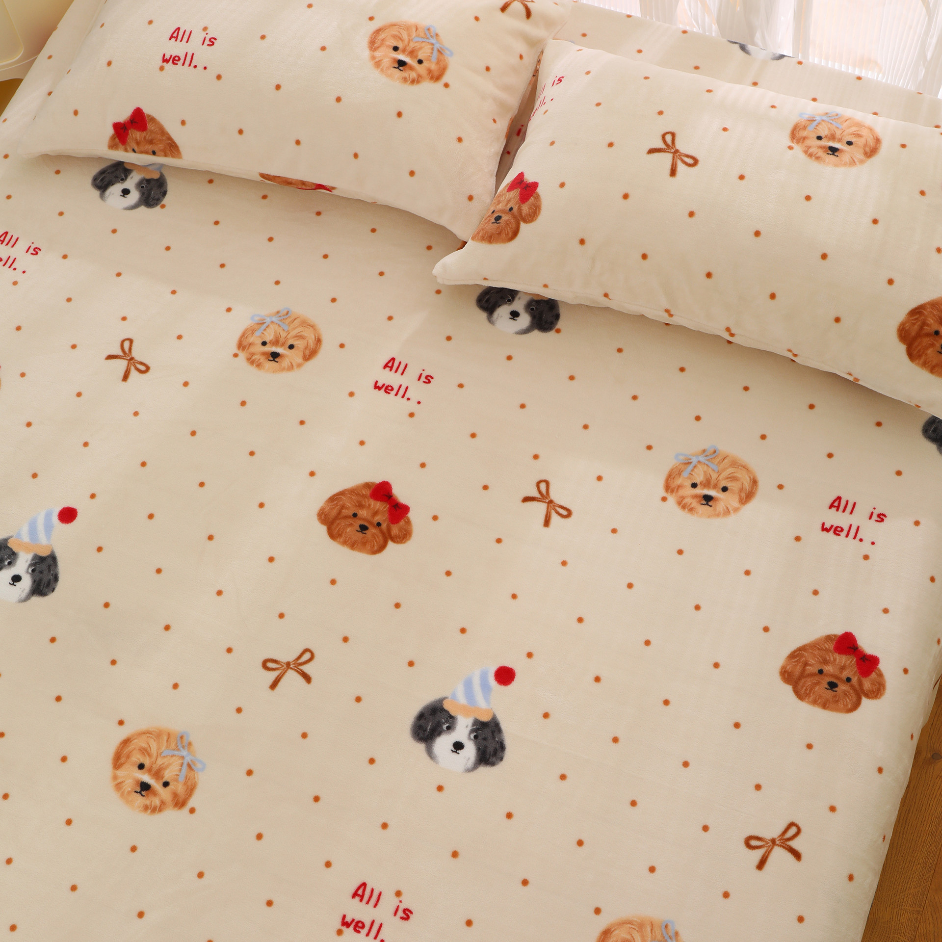 安吉拉小狗卡通可爱儿童法兰绒加绒加厚冬季珊瑚绒牛奶绒床单定制,床上用品,床单,淘宝优惠券,粉丝福利购,淘宝优惠卷