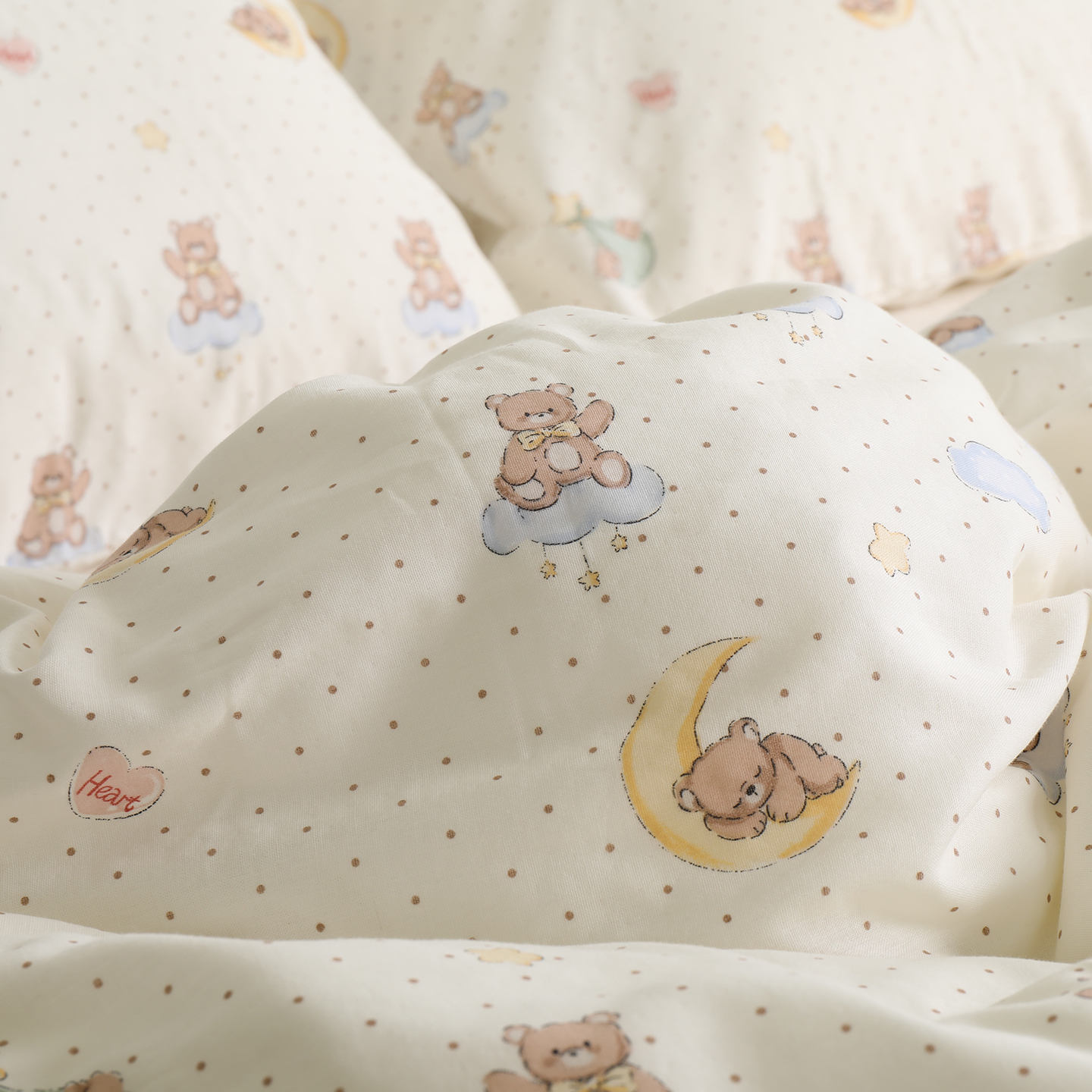 小熊a類雙層紗布兒童被套四件套