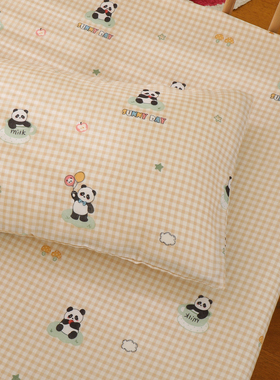 黄色熊猫a类母婴双层纱100全棉枕头套纯棉枕套40x60儿童宝宝婴儿