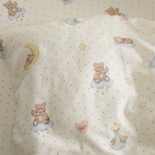 月亮船小熊夏天床单a类母婴级双层纱布婴儿童纯棉100全棉被单单件