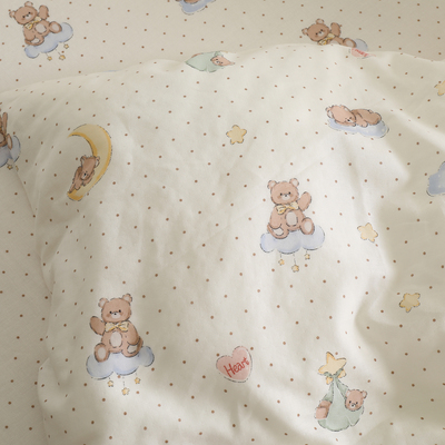 月亮船小熊夏天床单a类母婴级双层纱布婴儿童纯棉100全棉被单单件