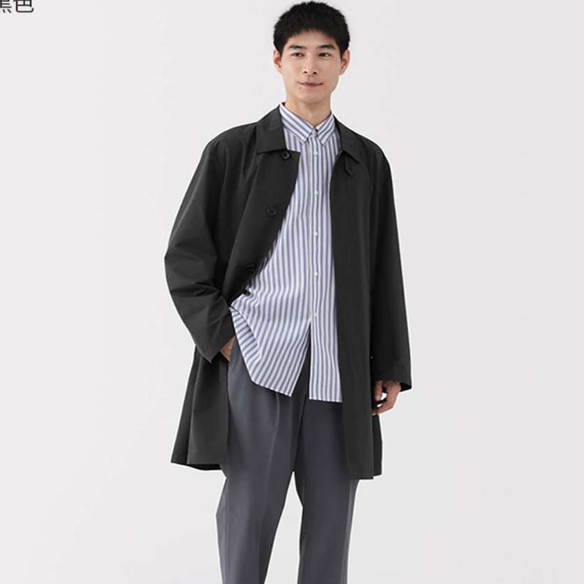 无印良品 MUJI 男式不易沾水立领大衣风衣外套男25年秋季新品男装