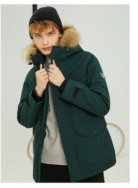 PLORY冬季大毛领男女同款连帽常规款羽绒服时尚冬装外套加厚保暖