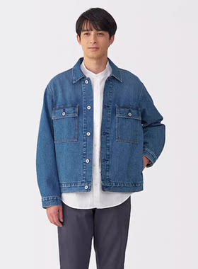 无印良品MUJI 男式木棉混牛仔夹克牛仔外套男装上衣531477
