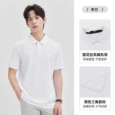 丝光棉冰凉七匹狼短袖POLO衫老公商务行政职业干部T恤男装