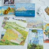 莫奈系列明信片30张莫奈花园日出映像油画艺术复古白卡纸插画贺卡