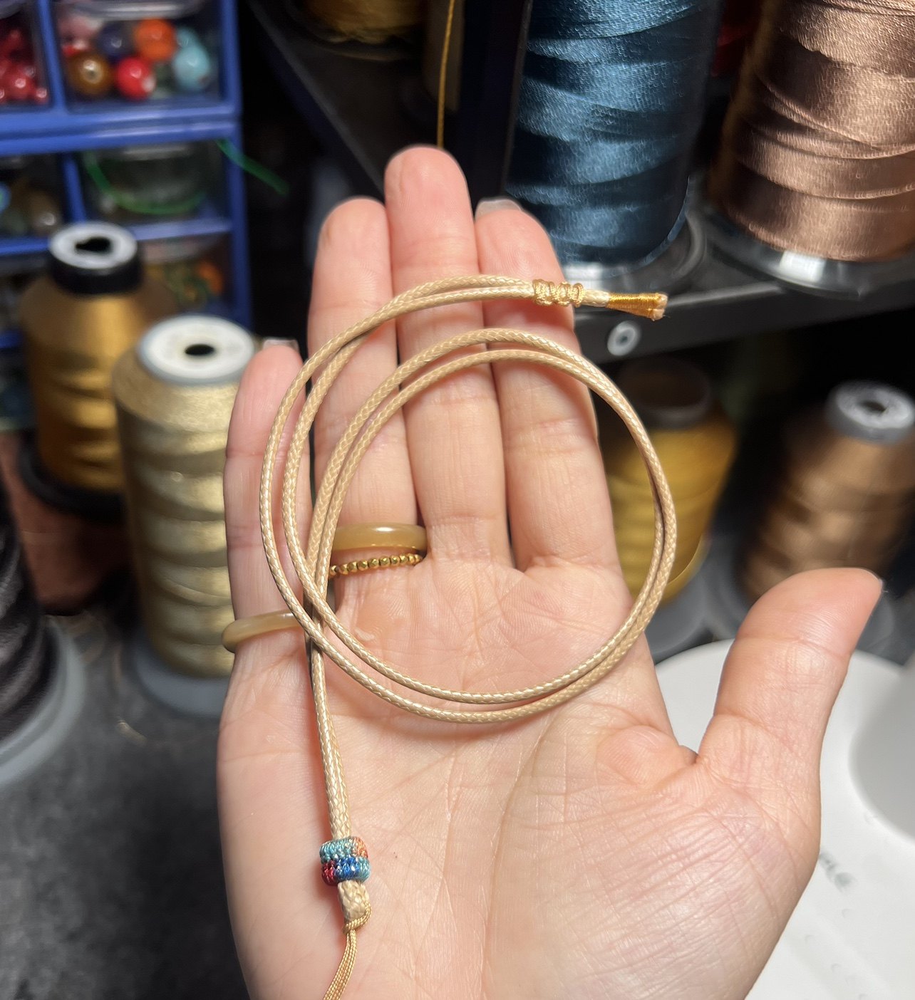 蜡绳吊坠挂绳项链绳蜡皮绳挂件黄金玉坠的diy材料挂脖绳子男女2mm