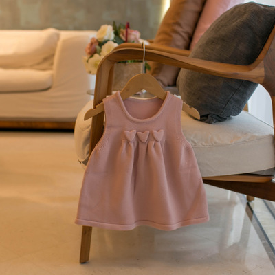 婴儿童洋气背心裙春秋装女童裙式马甲女宝宝韩版连衣裙公主毛衣裙