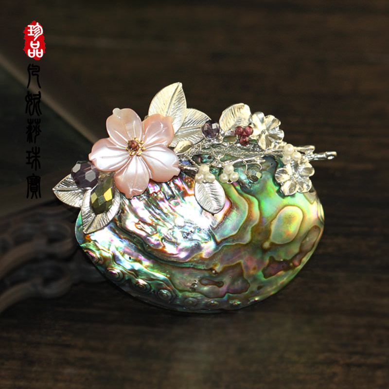 凡妮莎韩国进口优雅炫彩天然鲍鱼贝水晶大衣披肩胸针胸花别针 I22