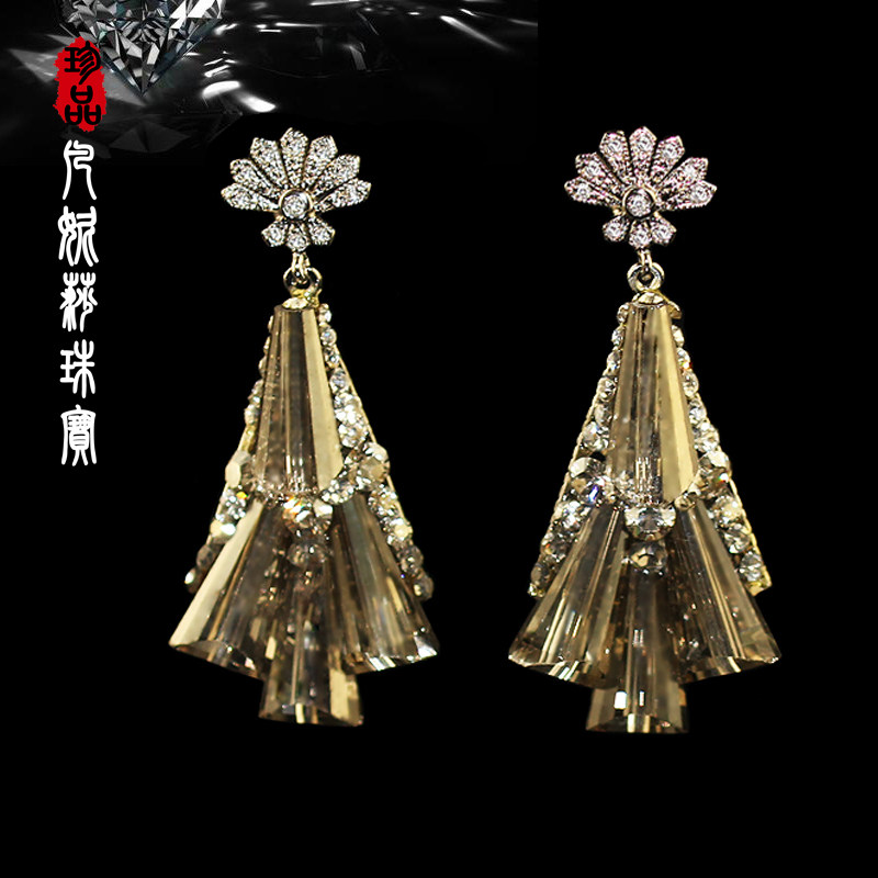 凡妮莎优雅晚装耳环韩国进口纯手工S家水晶耳钉耳坠 S925银针 C06