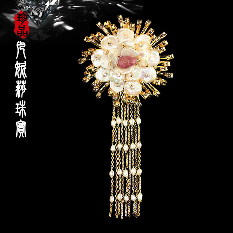 韩国优雅纯手工制天然珍珠胸针