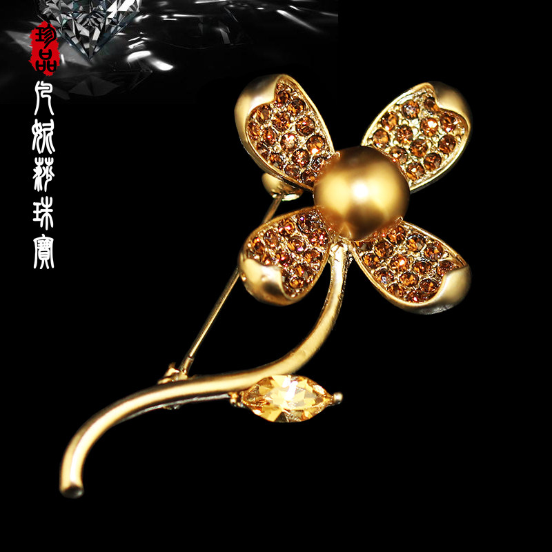 韩国进口百搭珍珠小花大衣胸针