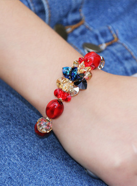 百搭时尚喜庆S家水晶红枣珠手链