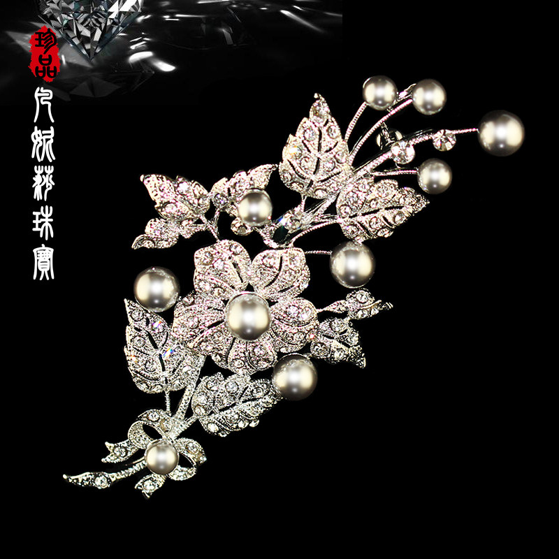 凡妮莎韩国进口时尚唯美藤花珍珠满钻大衣毛衣胸针胸花别针 I09