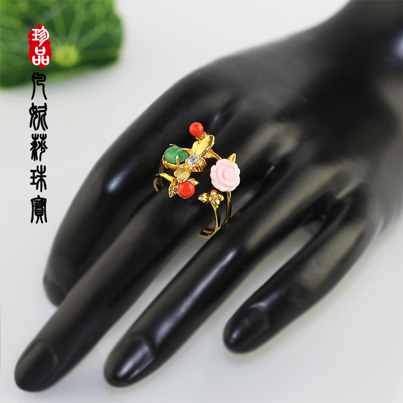 凡妮莎女红S瑚珠时尚925银戒指