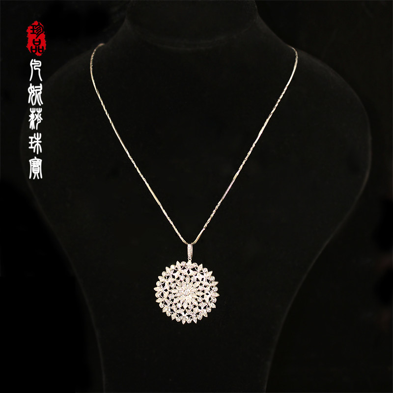 凡妮莎百搭优雅花朵锆石项链晚装礼服颈链毛衣链通体 S925银 B04