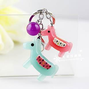 韩国进口GRAIN de BEAUTE品牌可爱卡通亲子木马钥匙圈包挂件 AZ13
