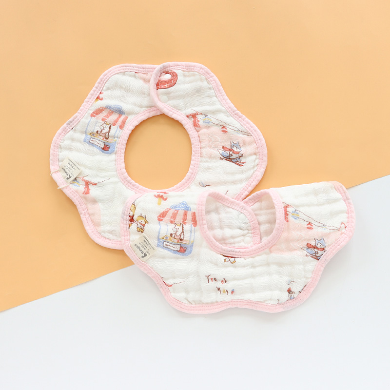 童泰纯棉6层泡泡纱围嘴2条装柔软