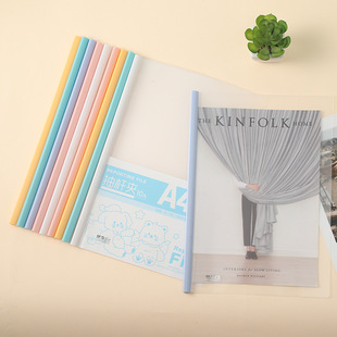 晨光办公抽杆夹彩色拉杆A4文件夹透明塑料夹页10mm马卡龙ADM929JT