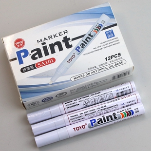 东洋TOYO油漆笔SA101白色补漆笔马克笔Paint中字油性笔金色记号笔