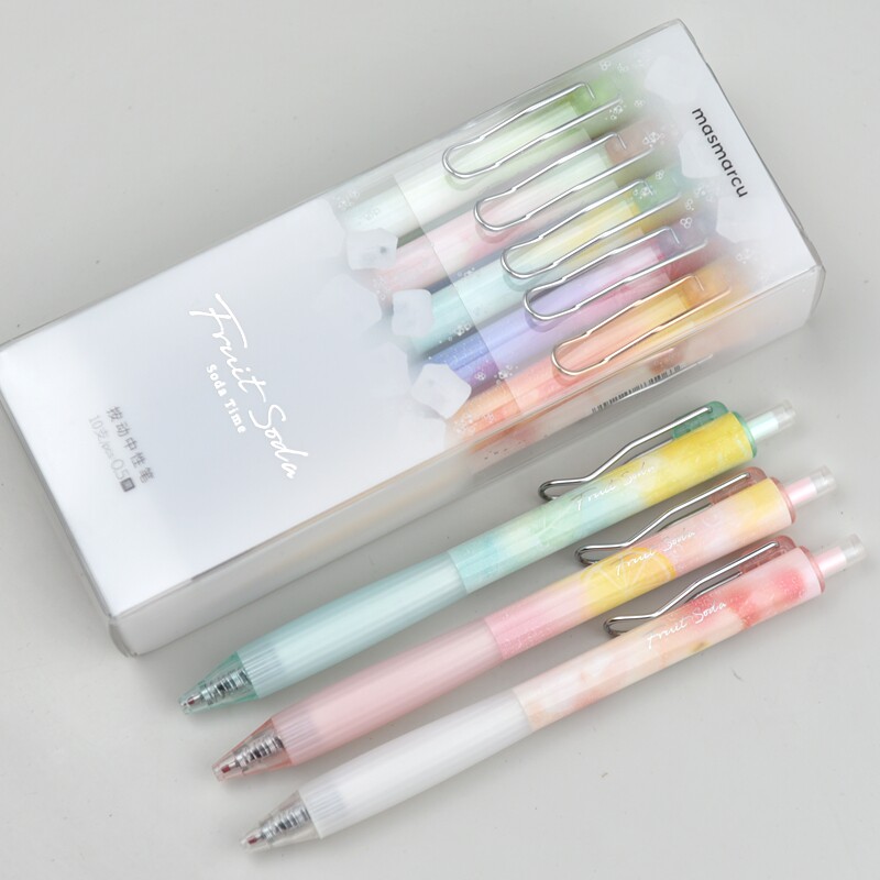 晨光masmarcu按动中性笔AGPH8532四莳物果0.5笔芯ST笔头软胶护套