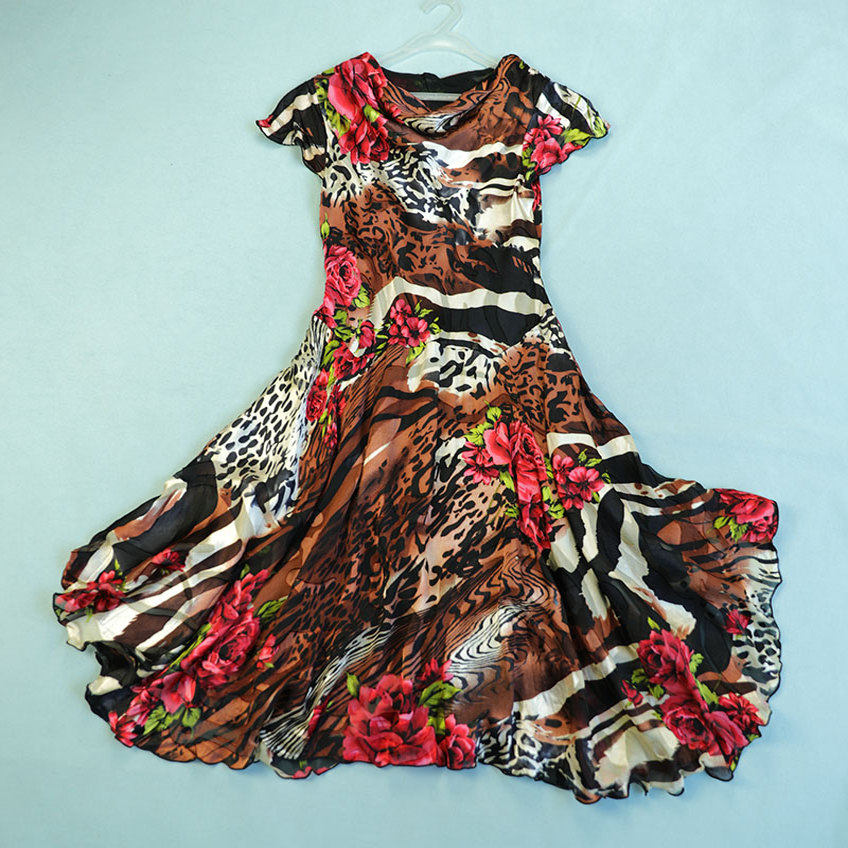 thumbnail for 真丝烂花绡斜裁 弹性大连衣裙   g-2-180