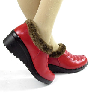 居家休闲日常妈妈百搭坡跟防滑保暖皮棉一体雪地棉鞋 秋冬新款 时尚