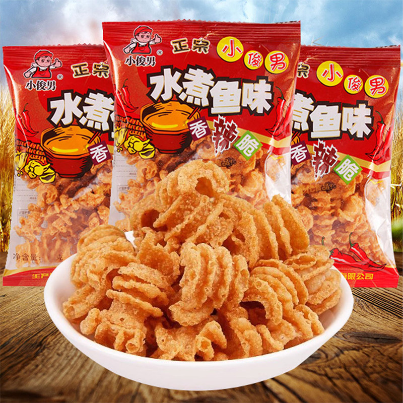 小俊男水煮鱼味香辣脆8090后童年儿时怀旧校园小卖铺膨化零食18g