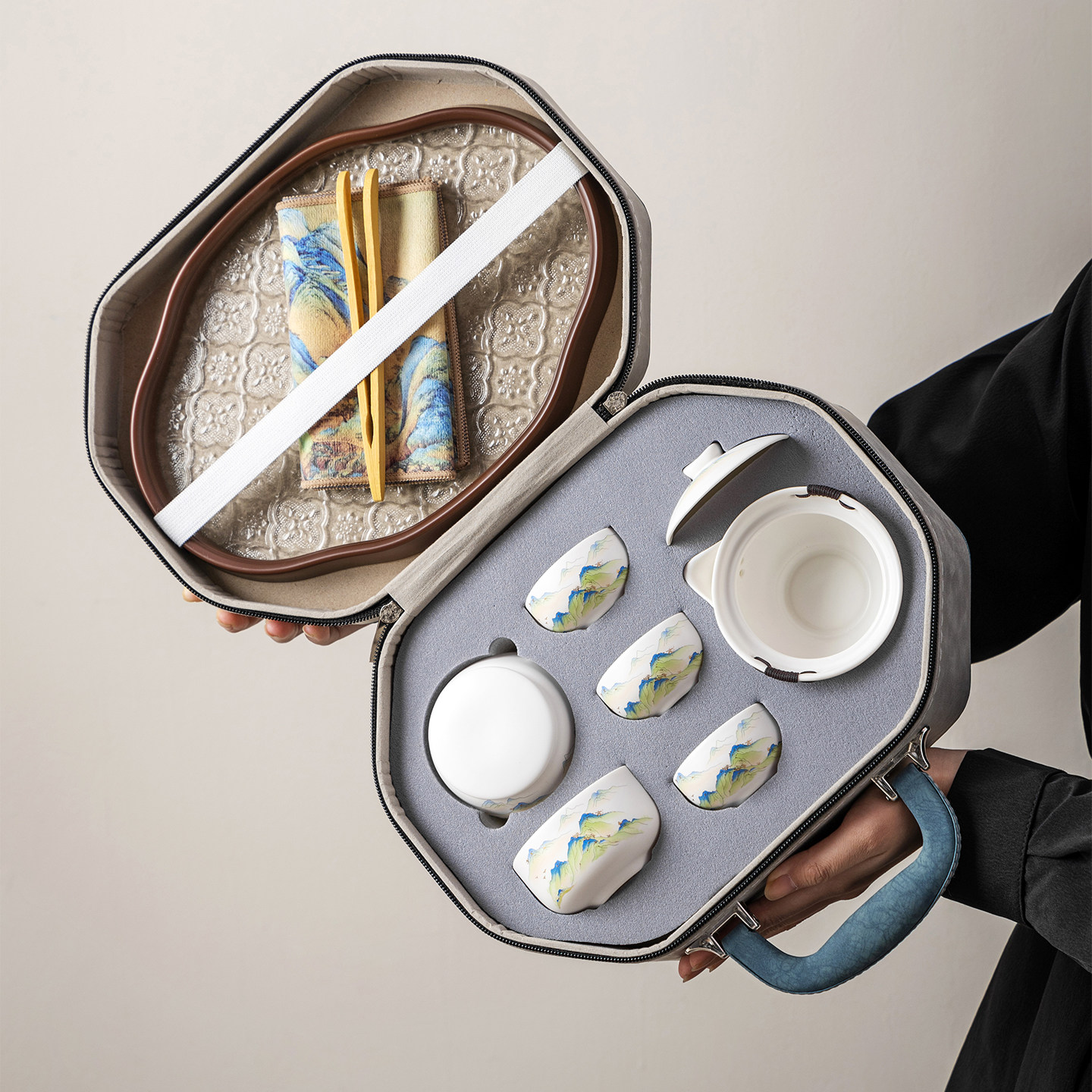 旅行茶具小套装家用便携式功夫泡茶壶陶瓷茶杯户外一壶四杯快客杯,餐饮具,旅行茶具,淘宝优惠券,粉丝福利购,淘宝优惠卷