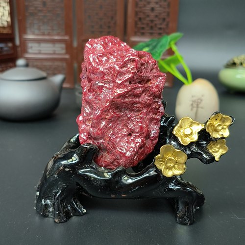 天然朱砂原矿原石无根砂家居摆件收藏