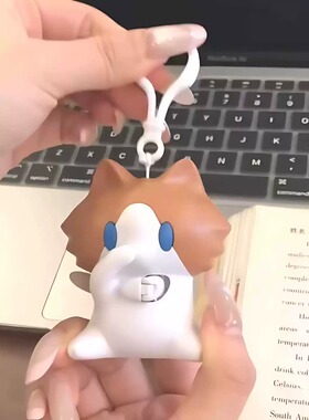 搞怪拉绳捂嘴摆手小猫咪钥匙扣