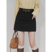 高腰毛呢半身裙女简约百搭修身 气质防走光内衬A字复古包臀短裙秋