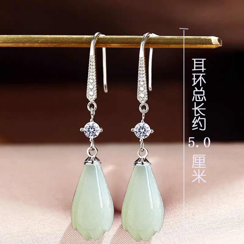 正品玉兰花纯银古风百搭时尚耳饰