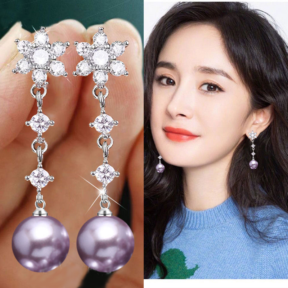 天然玛瑙玉髓耳环s925纯银珍珠耳坠女2025年爆款高级感防过敏耳饰